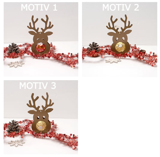 Rentier Gastgeschenk Weihnachten Geschenkanhänger Elch Mitbringsel Weihnachtskugel Tischdeko Winter Advent Baumschmuck für Pralinen