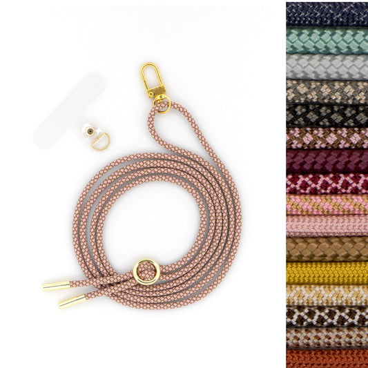 Universal Handykette mit Karabiner und optional mit Patch zum Umhängen mit austauschbarer Kordel Handyband zum Wechseln in vielen Farben