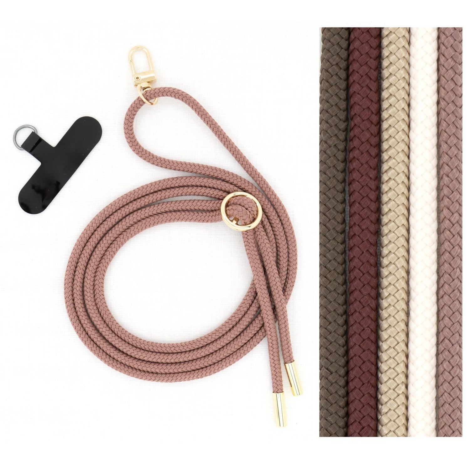 Universal Handykette mit Karabiner und optional mit Patch zum Umhängen mit austauschbarer Kordel Handyband zum Wechseln