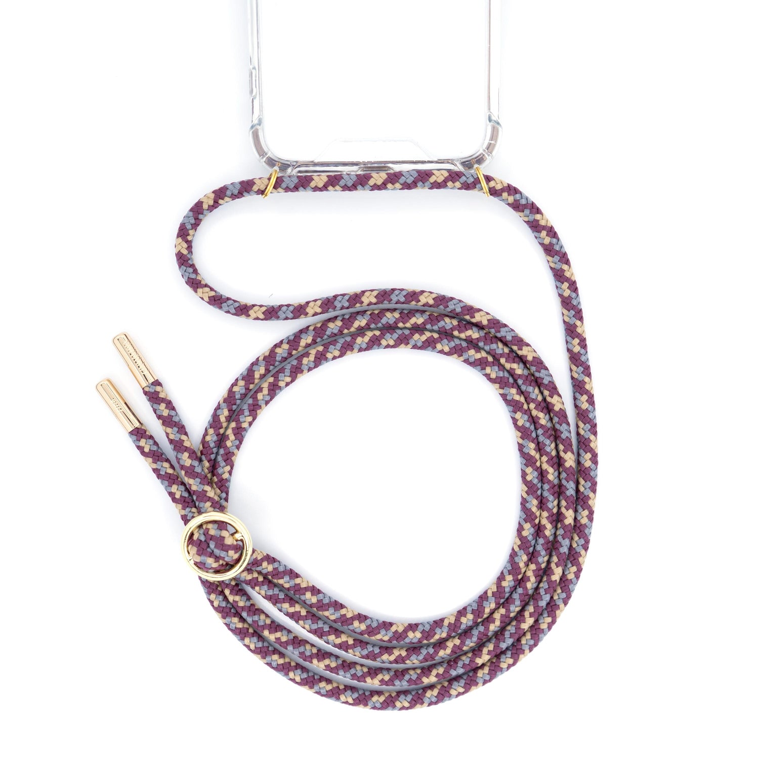 Handykette mit Case Hülle mit austauschbarer Kordel zum Umhängen Handyband zum Wechseln in silber oder gold